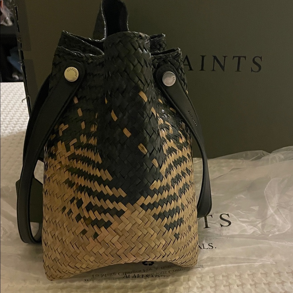 NWT all saints ALLINGTON STRAW TOTE BAG purse oversized handbag - Picture 7 of 12